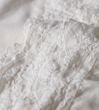 White Elsie Embroidered Cotton Linen Curtain (Single)