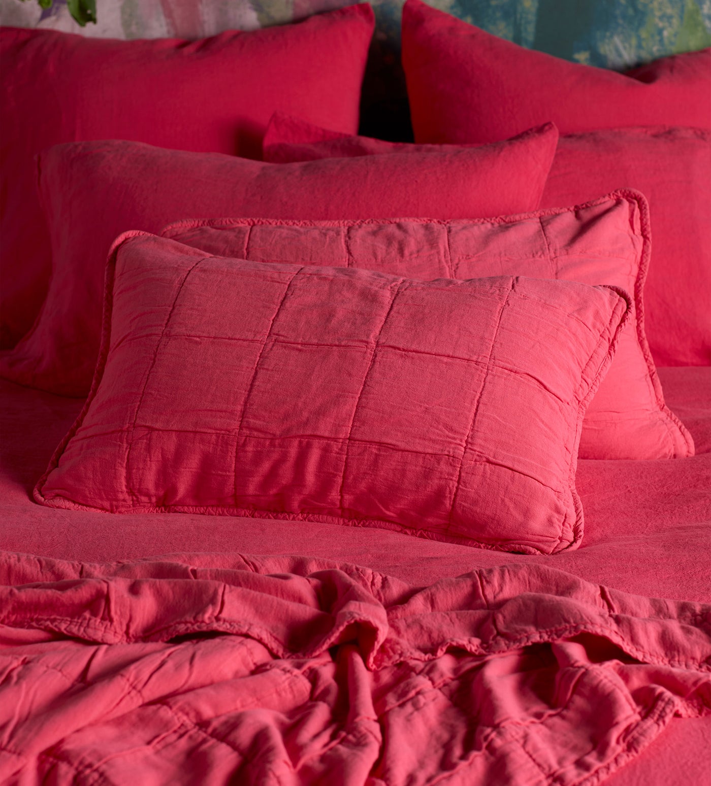 Hot Pink Finn 100% Cotton Quilted Cushion Cover