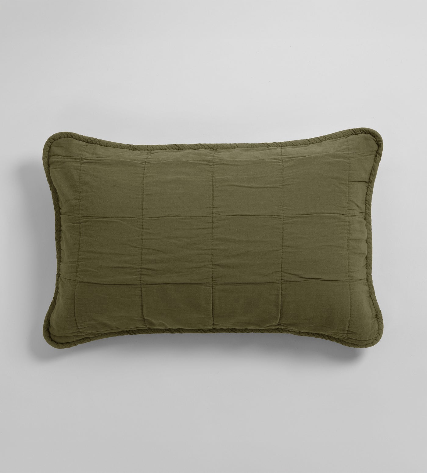 Olive Green Finn 100% Cotton Quilted Cushion Cover