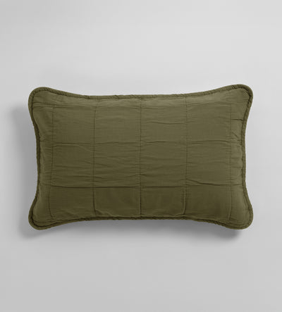 Olive Green Finn 100% Cotton Quilted Cushion Cover