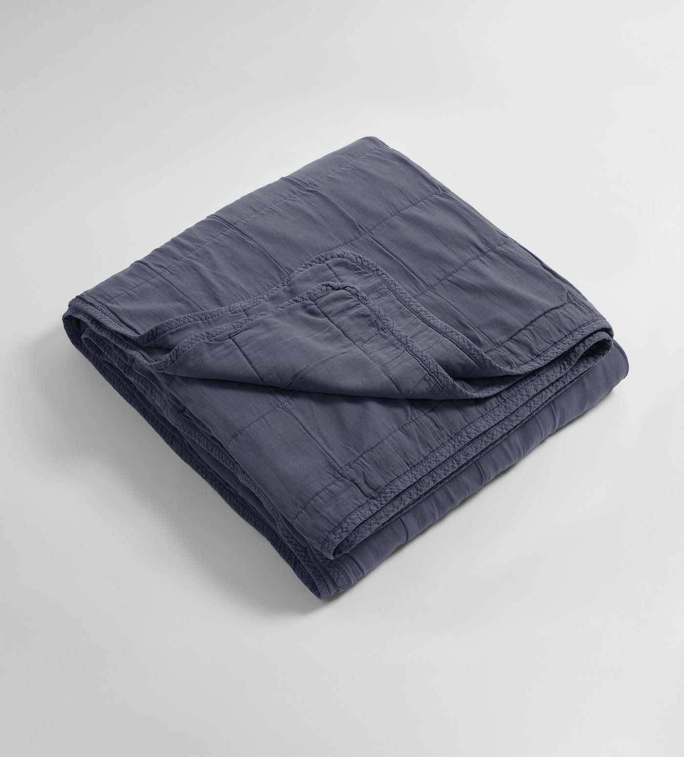 French Blue Finn 100% Cotton Quilted Throw