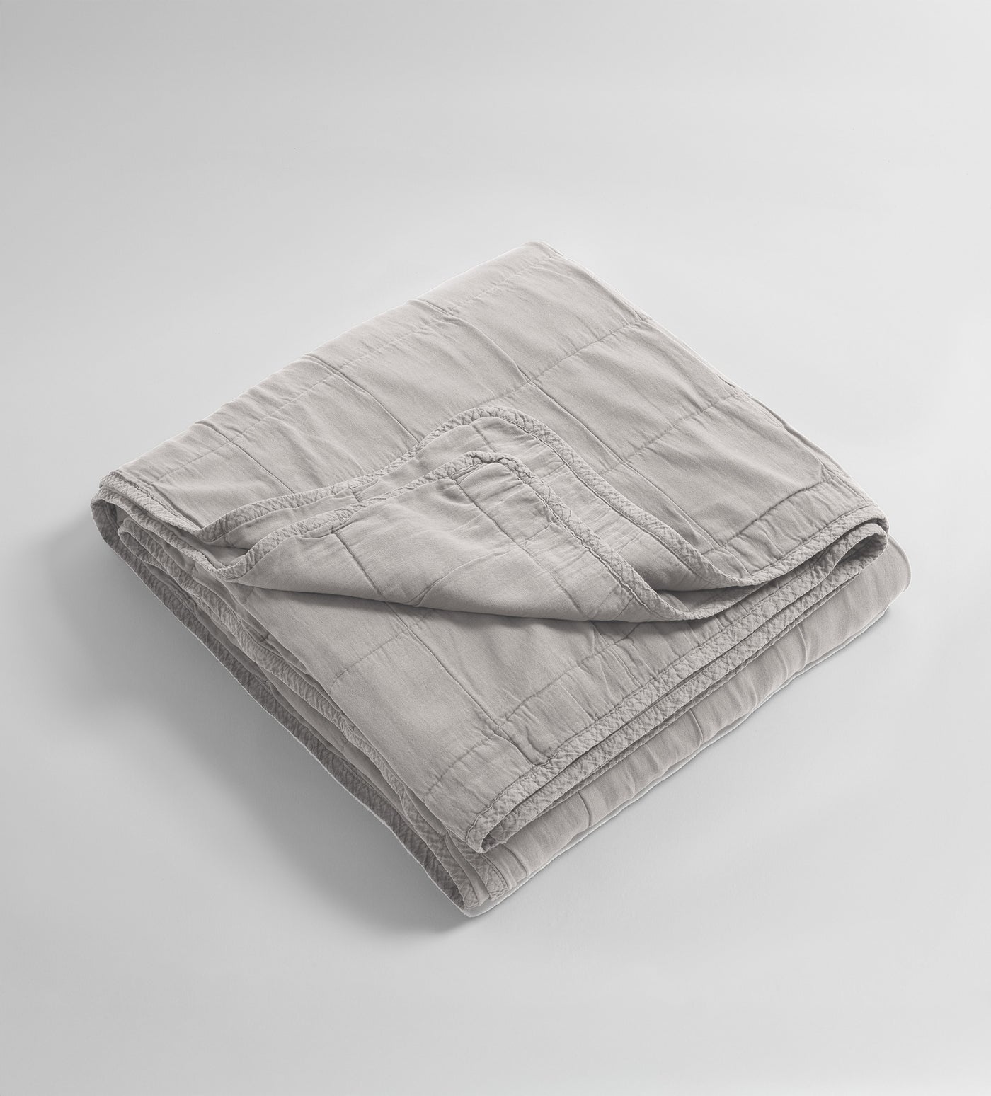 Pebble Grey Finn 100% Cotton Quilted Throw