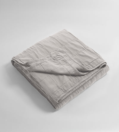 Pebble Grey Finn 100% Cotton Quilted Throw