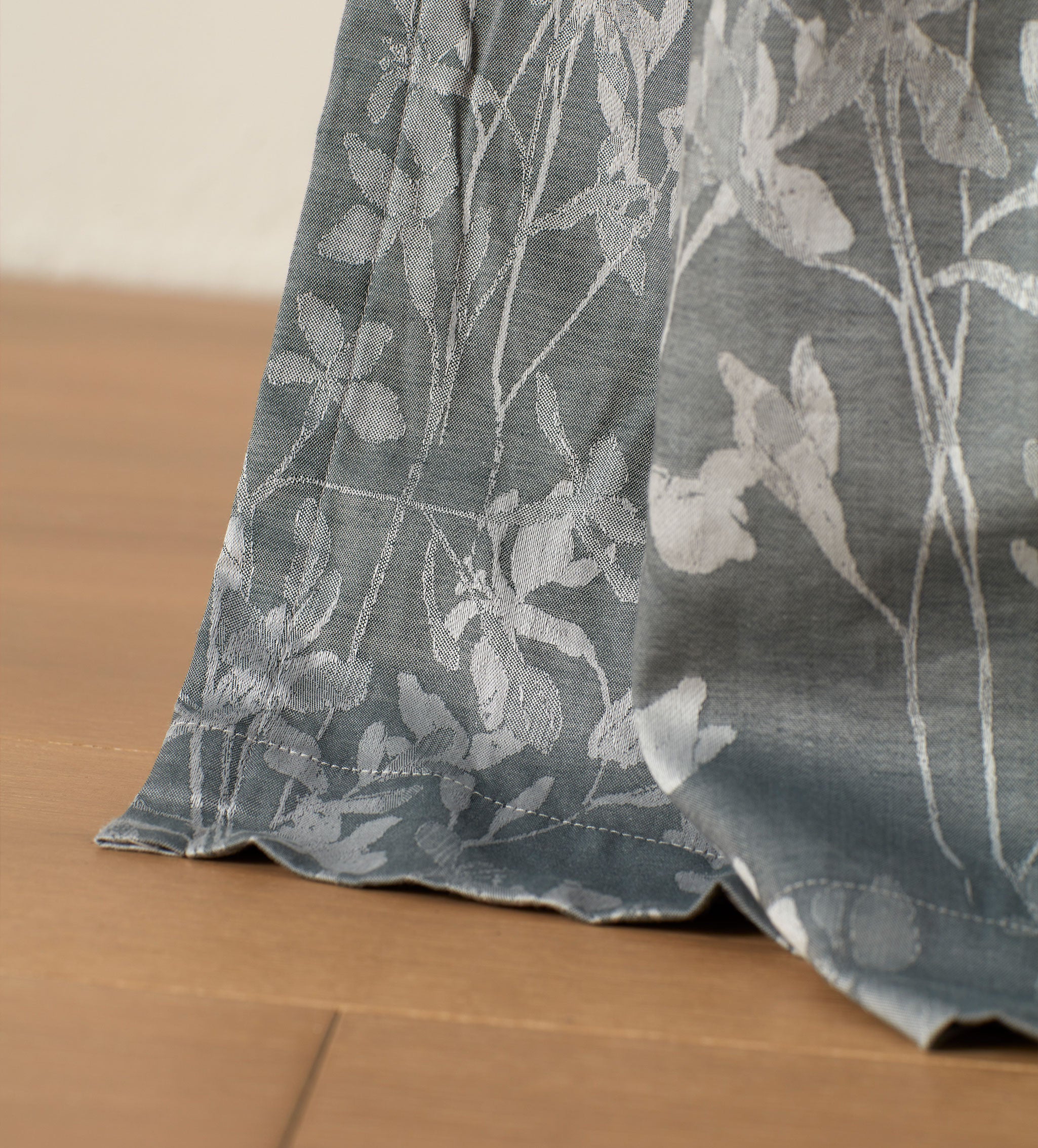 Florence Floral Jacquard 100% Cotton Lined Pencil Pleat Curtain (Pair)