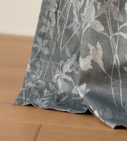 Florence Floral Jacquard 100% Cotton Lined Pencil Pleat Curtain (Pair)