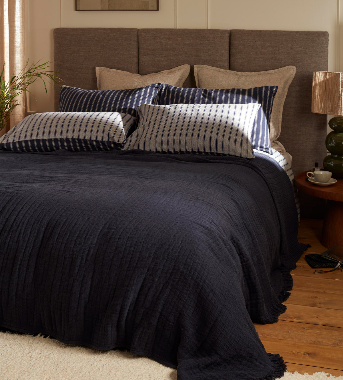 Navy Blue Freddie 100% Cotton Throw