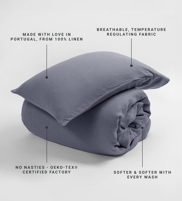 French Blue 100% Linen Housewife Pillowcase