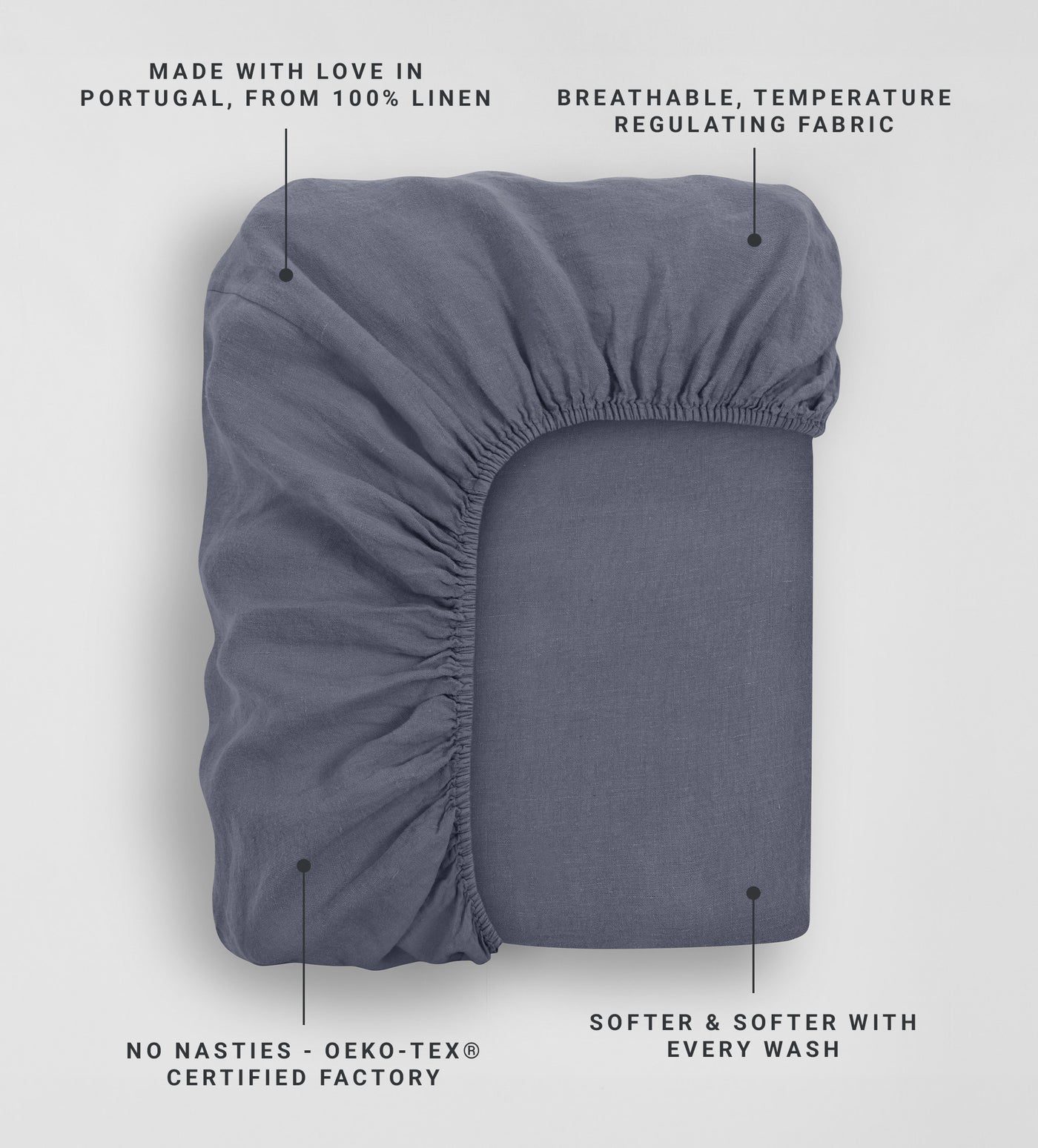 French Blue 100% Linen Fitted Sheet