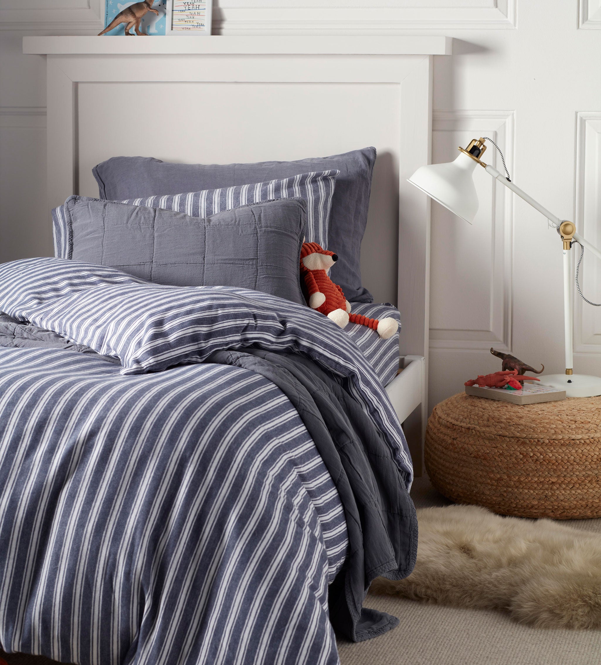 French Blue Fred Stripe Brushed 100% Organic Cotton Bed Linen