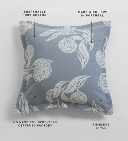 French Blue Iona 100% Cotton Cushion Cover
