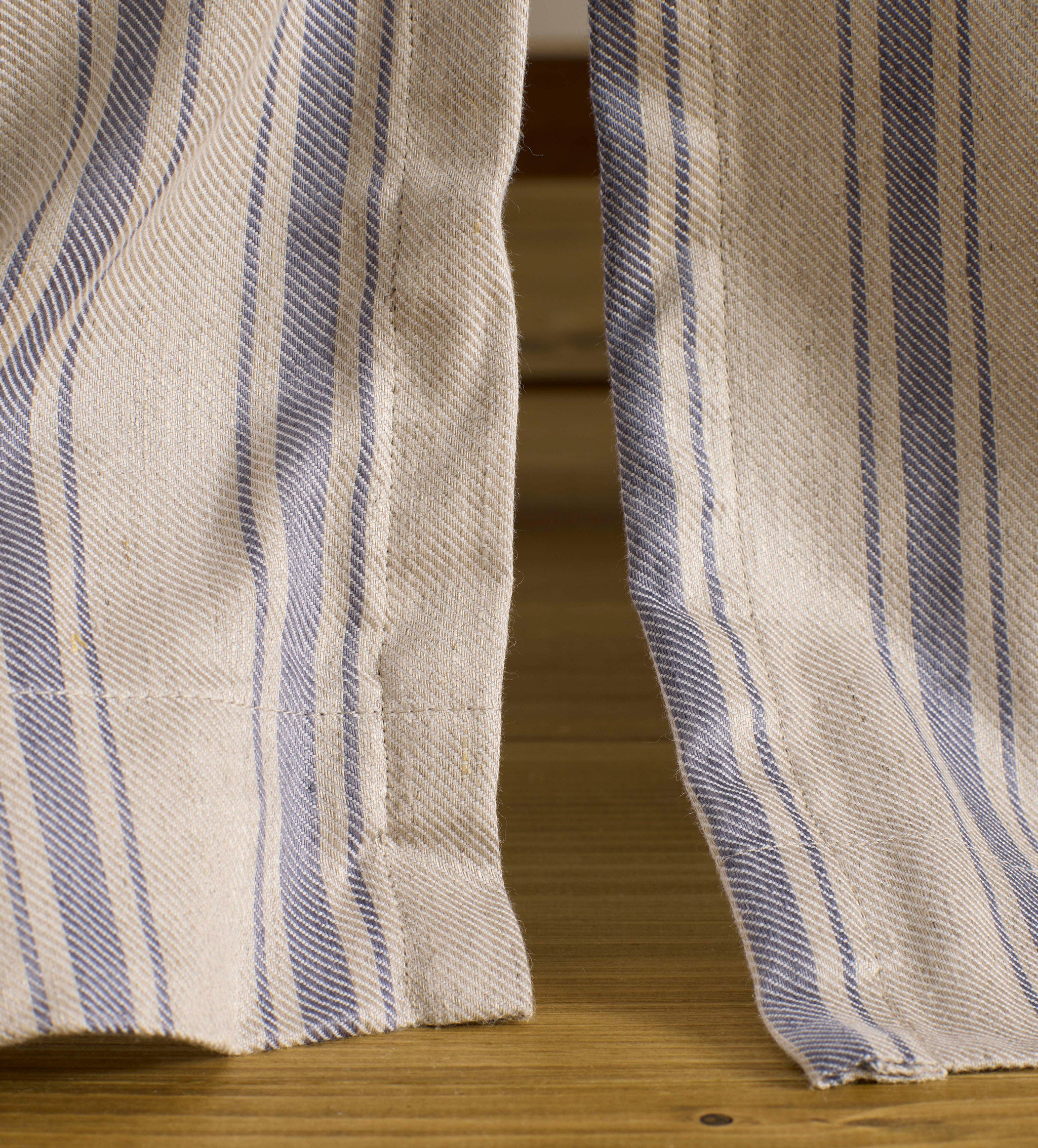 French Blue Stripe Twill Blackout Curtain (Pair)