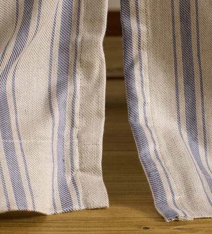 French Blue Stripe Twill Blackout Curtain (Pair)