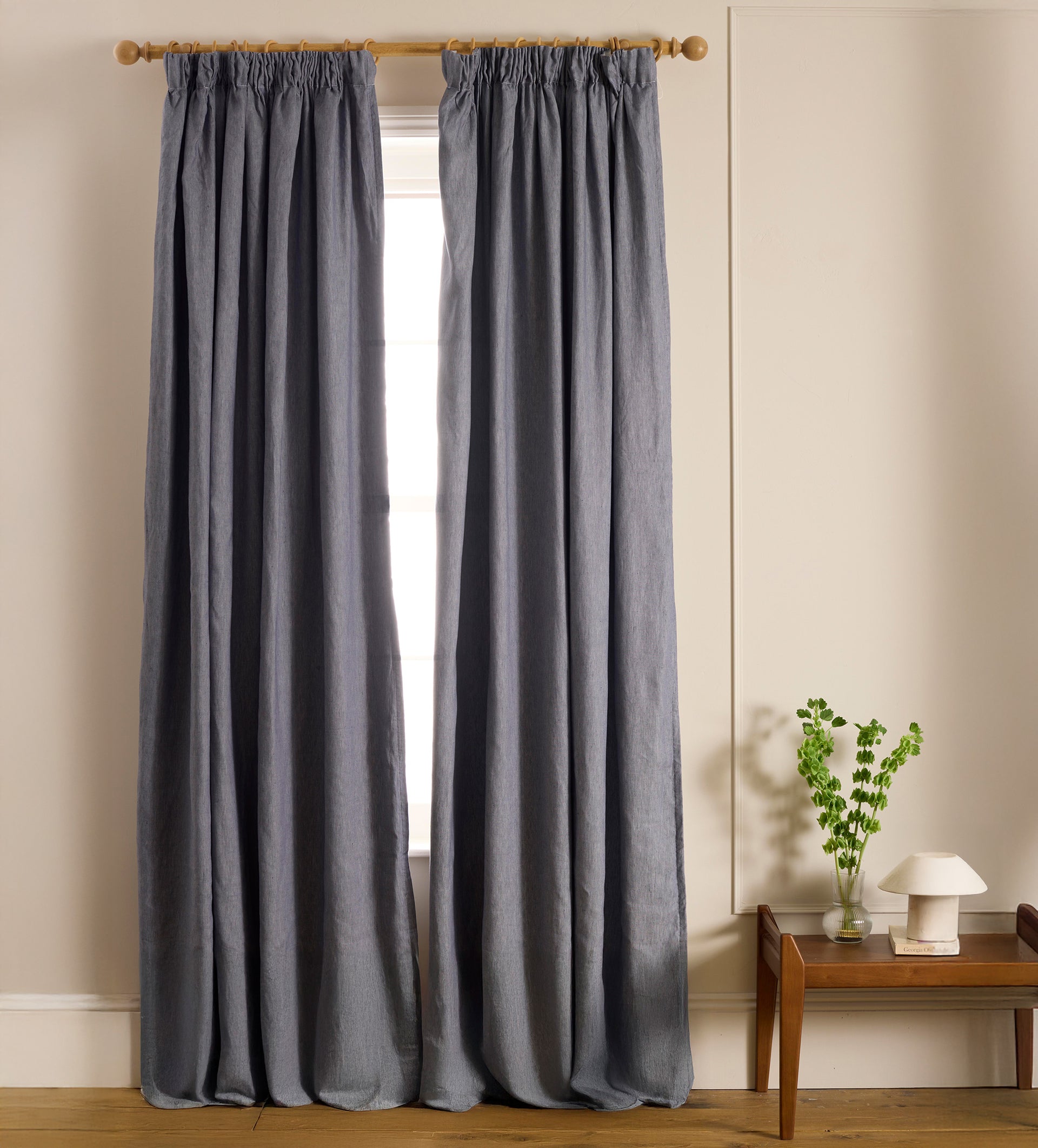 French Twill Cotton Blackout Pencil Pleat Curtains