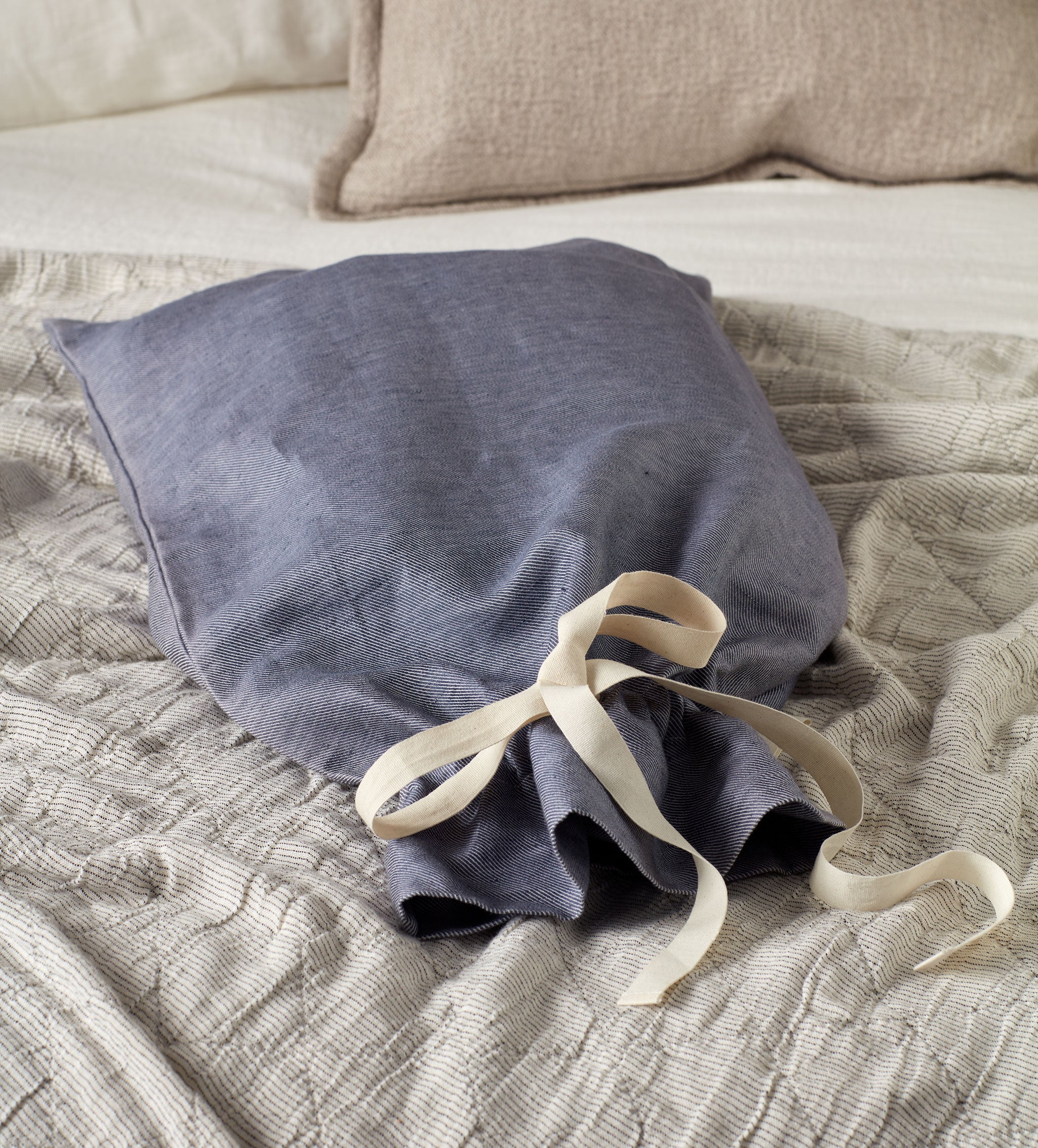 Line Beg French Blue Bobby Cotton Linen Storage Bag – Secret Linen Store