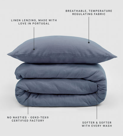 French Blue Super Hero Linen Blend Bed Linen
