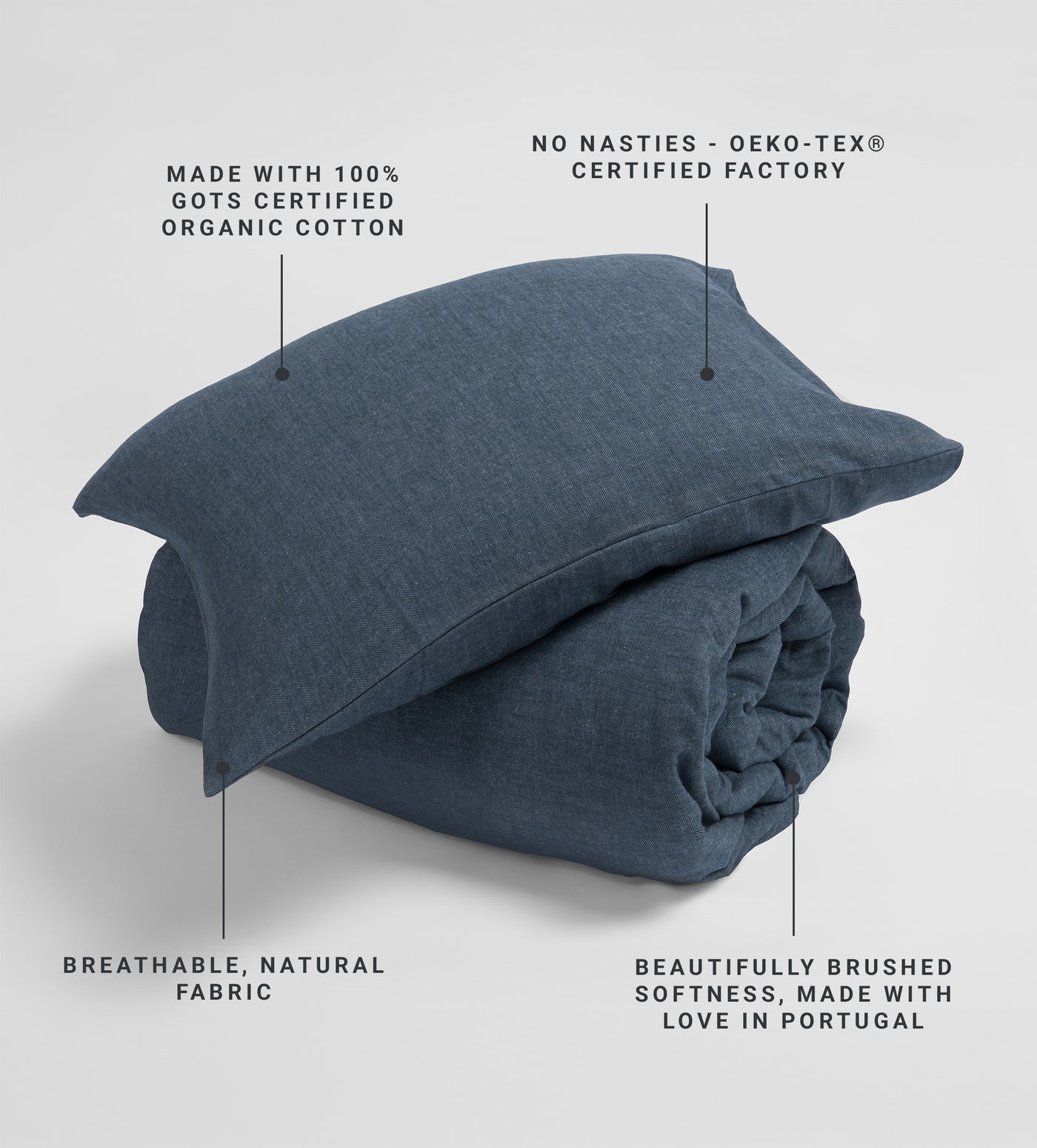 Darkest Spruce Henry Brushed 100% Organic Cotton Bed Linen