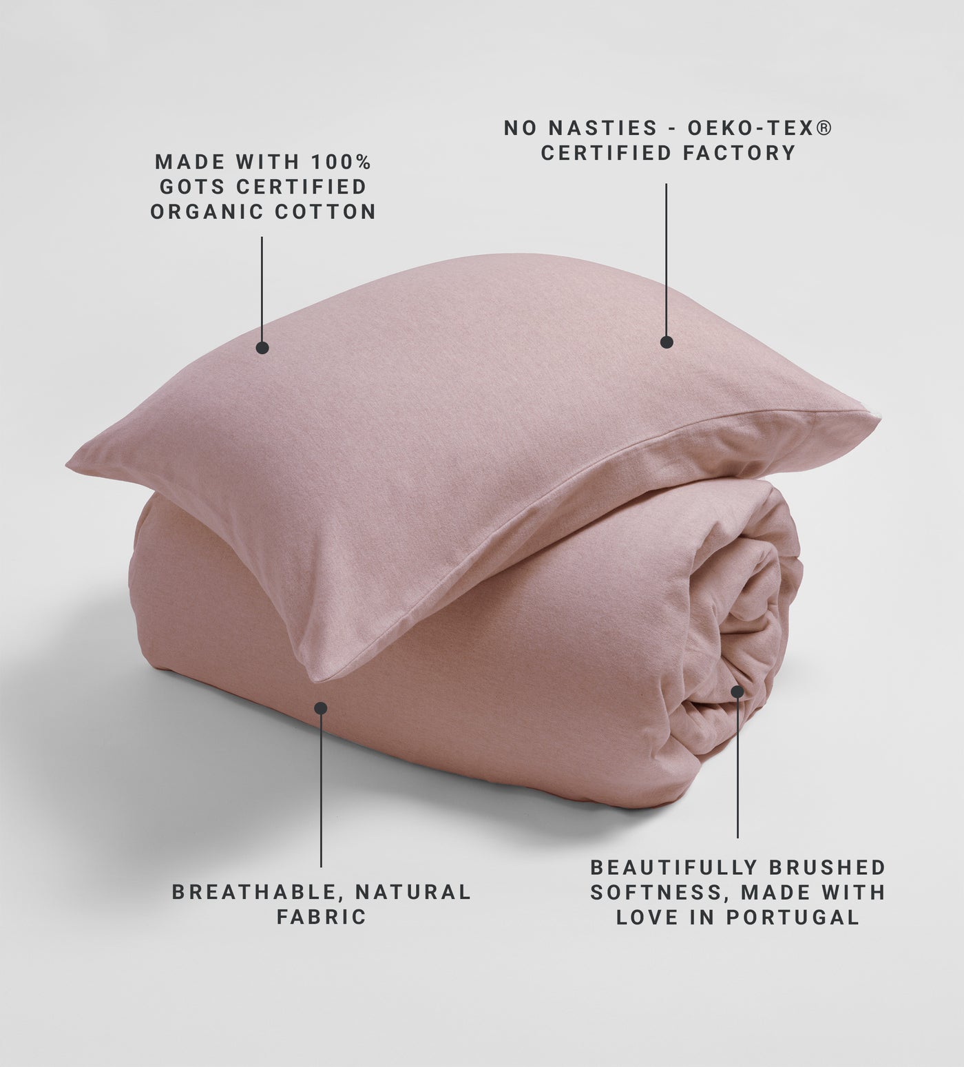 Vintage Rose Henry Brushed 100% Organic Cotton Pillowcase