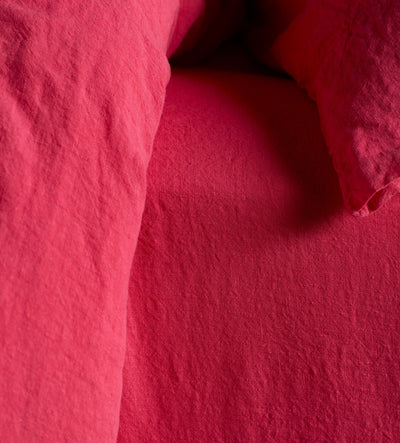 Hot Pink 100% Linen Fitted Sheet