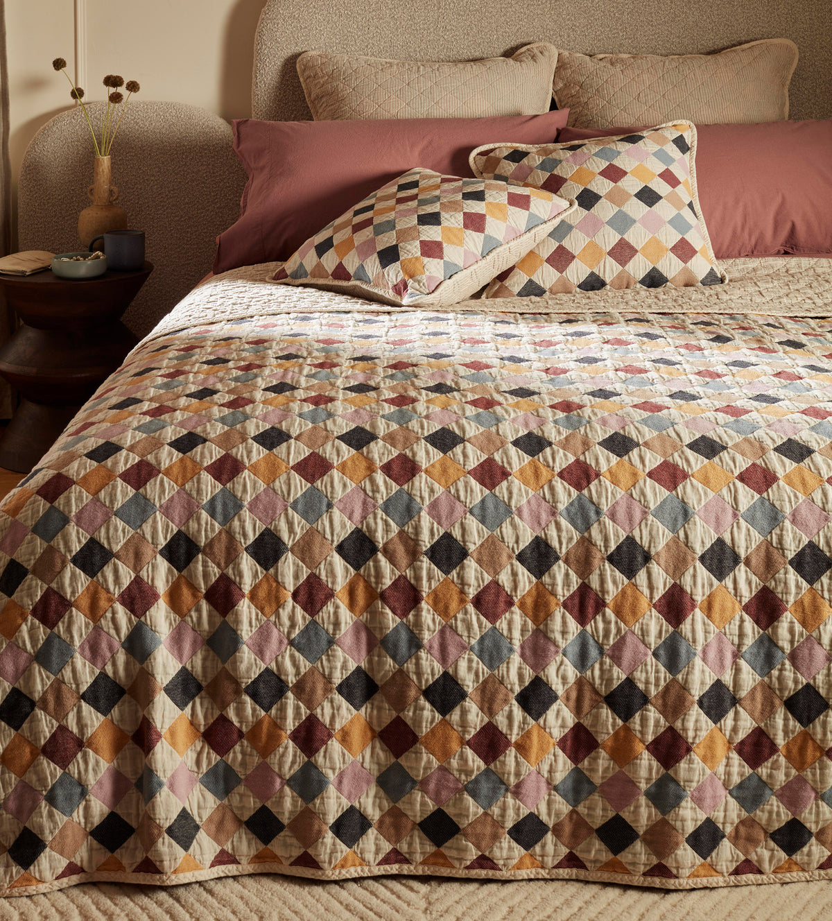 Harley 100% Organic Cotton Quilted Cushion Cover