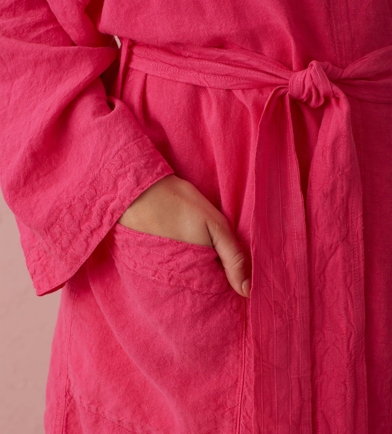 Hot Pink Layla 100 Linen Robe Secret Linen Store