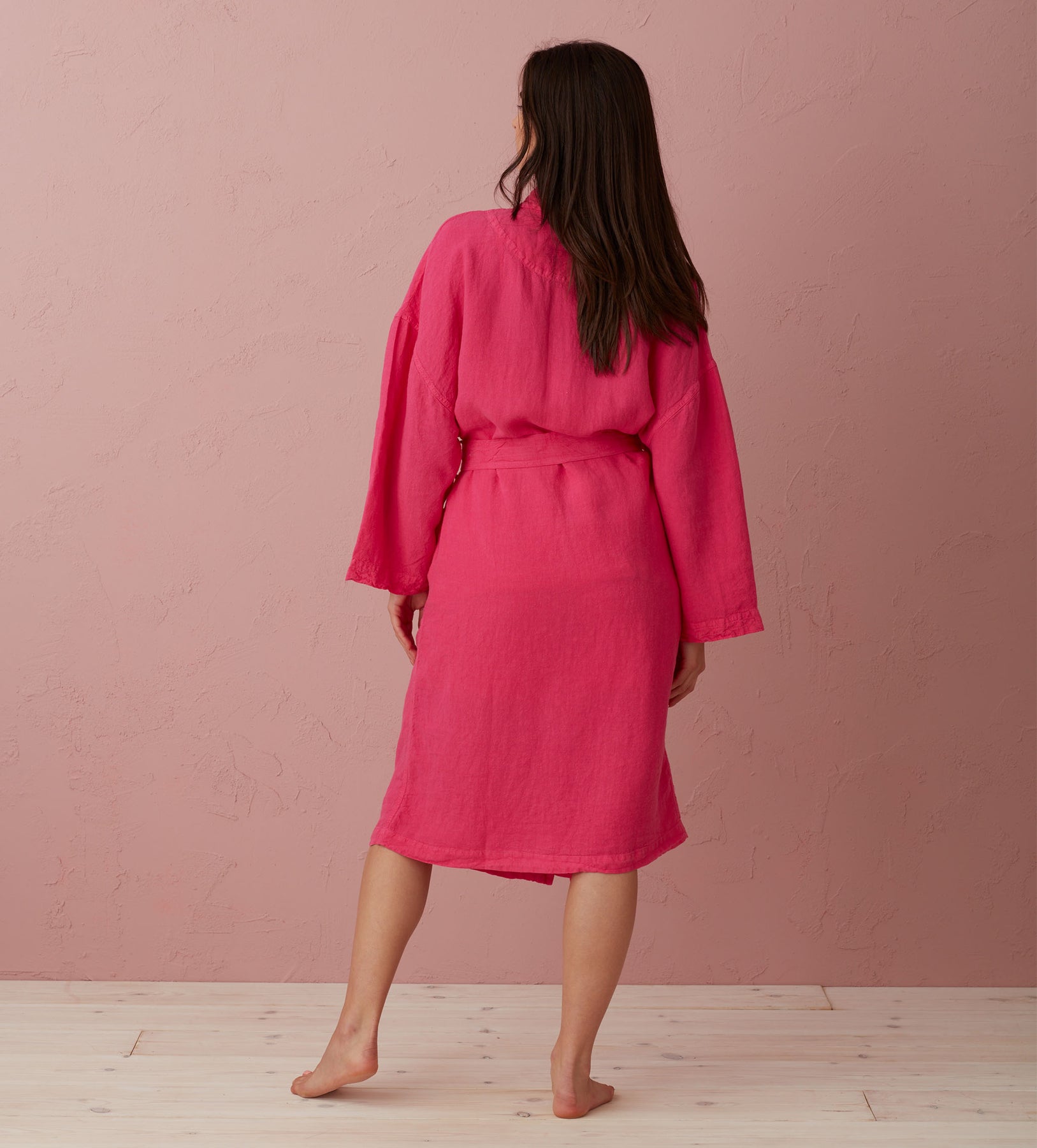 Hot Pink Layla 100 Linen Robe Secret Linen Store