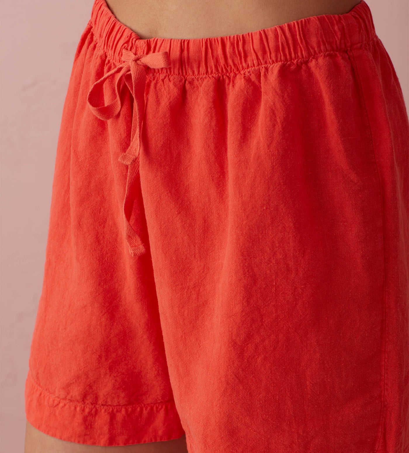 Hot Coral Evie 100% Linen Shorts