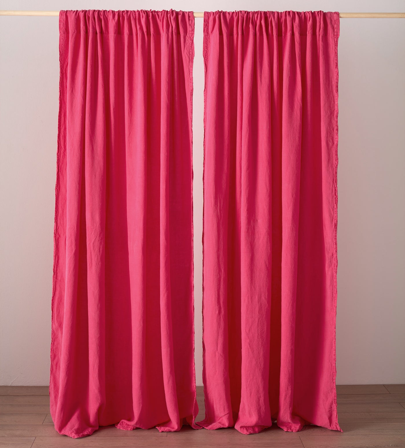 Hot Pink 100% Linen Loop Top Curtain (Single)
