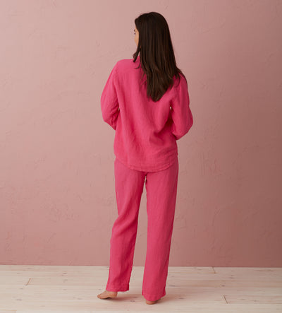 Hot Pink Polly 100% Linen Pyjama Top