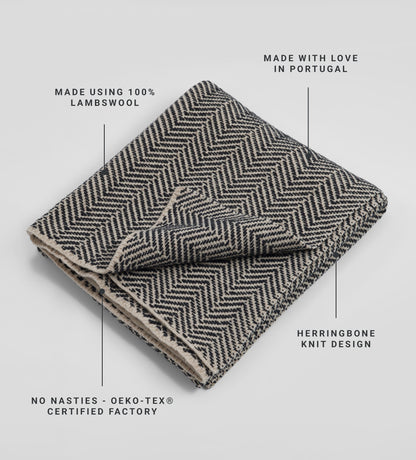 Hudson Herringbone 100% Lambswool Throw