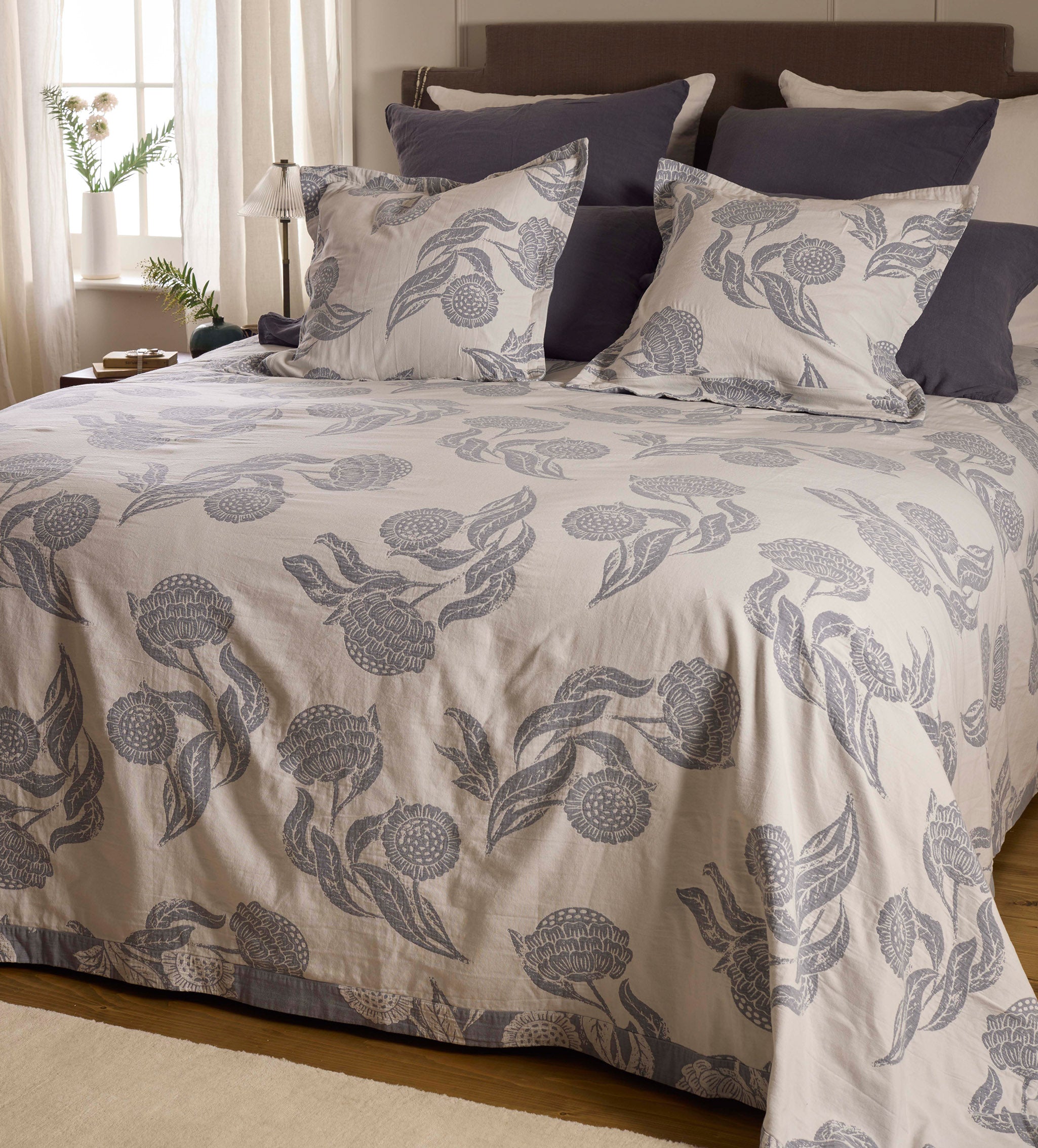French Blue Iona 100% Cotton Cushion Cover