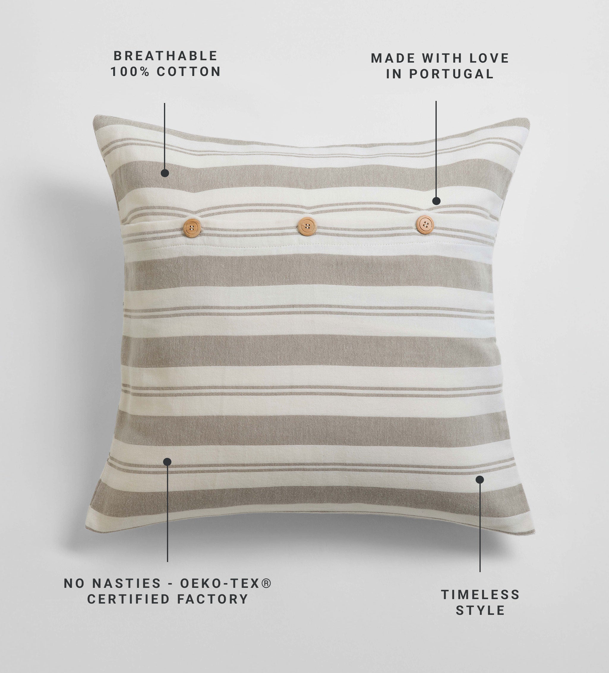 Taupe Isaac 100% Cotton Cushion Cover
