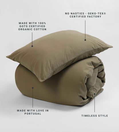 Khaki Green 100% Organic Cotton Duvet Cover