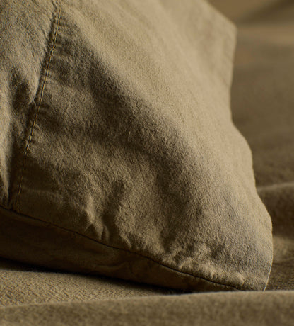 Khaki Green 100% Organic Cotton Pillowcase