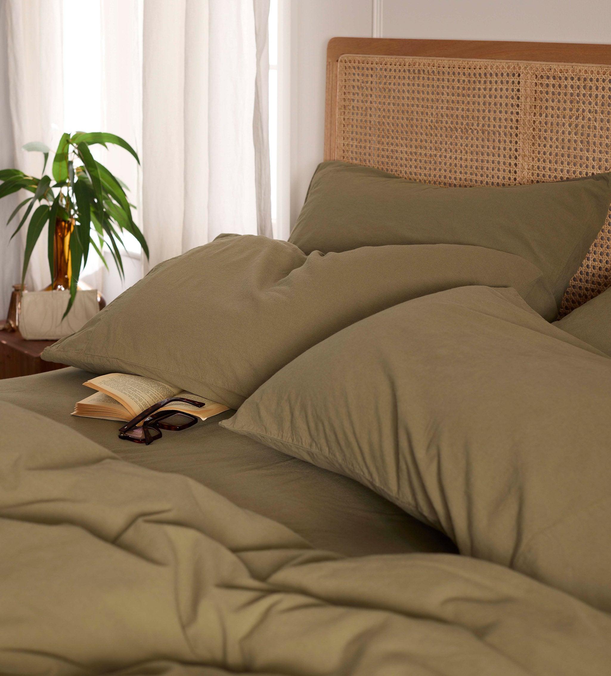 Khaki Green 100% Organic Cotton Duvet Cover
