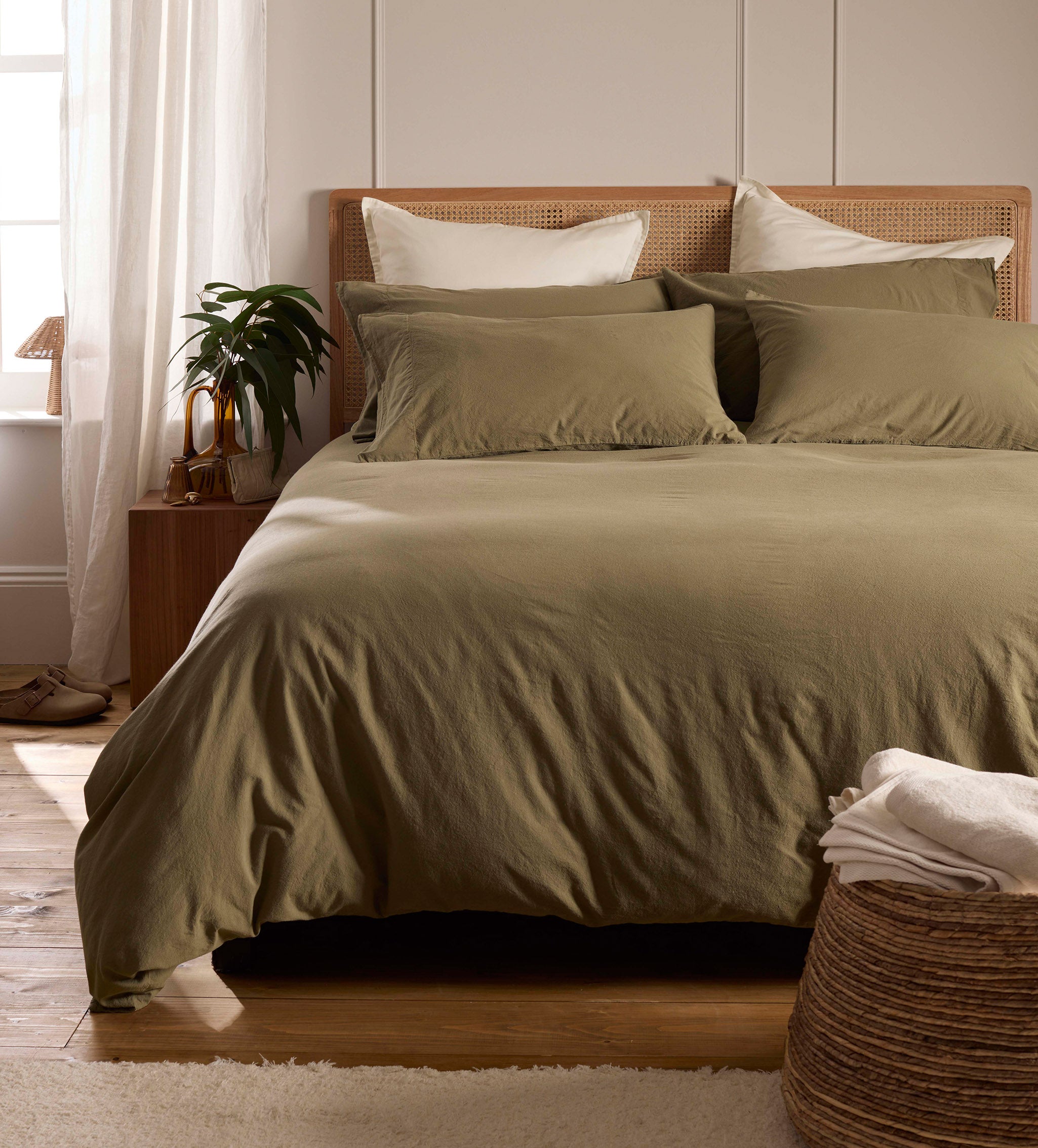 Khaki Green 100% Organic Cotton Bed Linen
