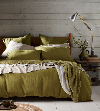 Moss Green 100% Linen Housewife Pillowcase