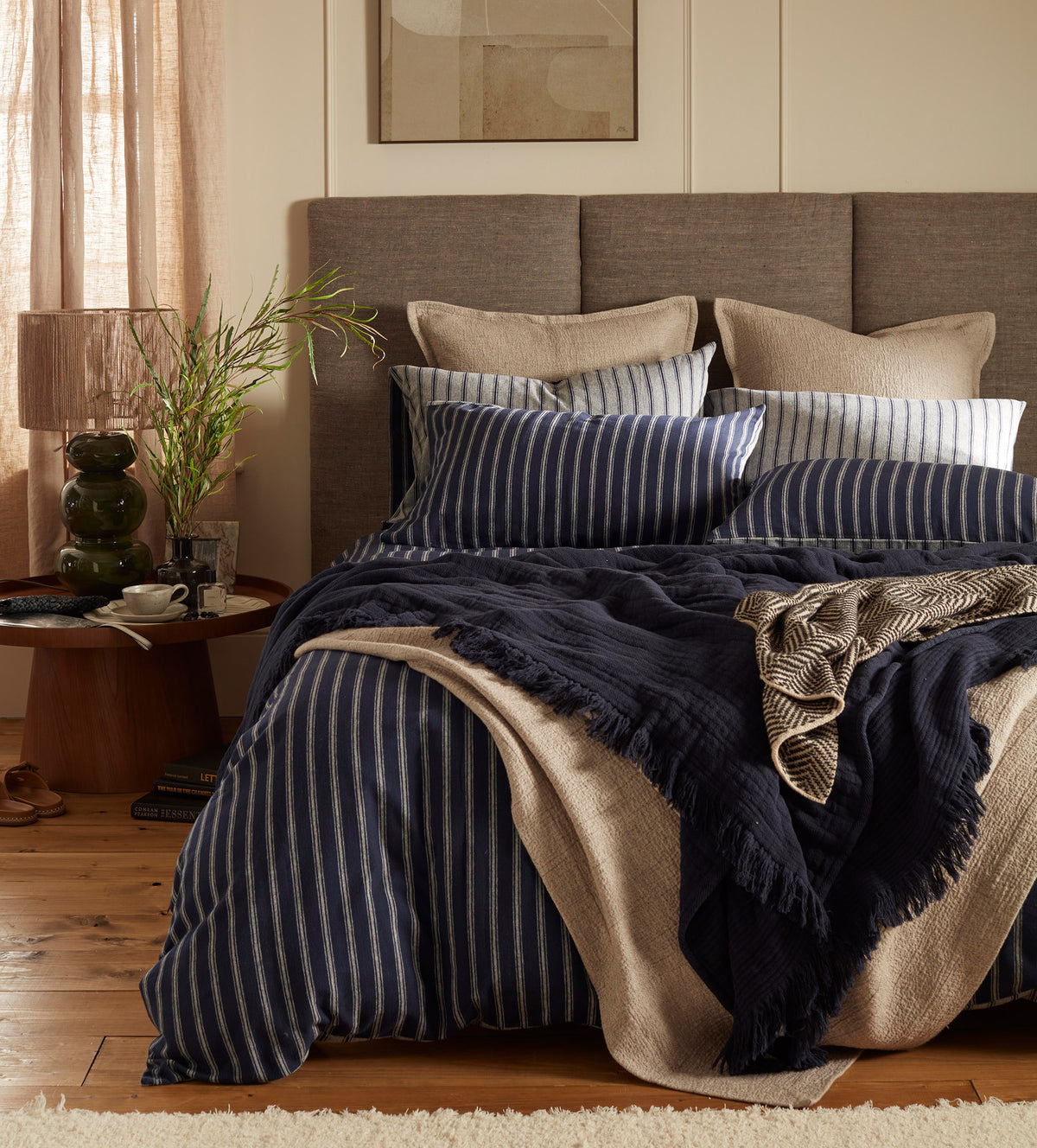 Navy Blue Freddie 100% Cotton Throw
