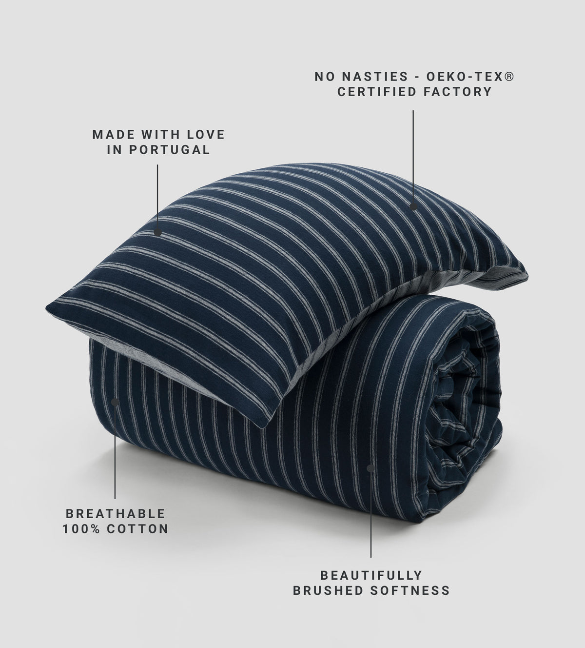 Louie Stripe Brushed 100% Organic Cotton Pillowcase