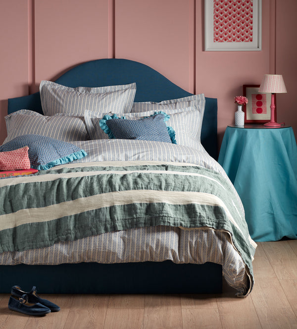 Molly Mahon Blue Bindi 100% Cotton Oxford Pillowcase