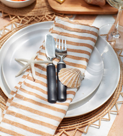 Amber Cora Mid Stripe 100% Linen Napkins - Set of 4