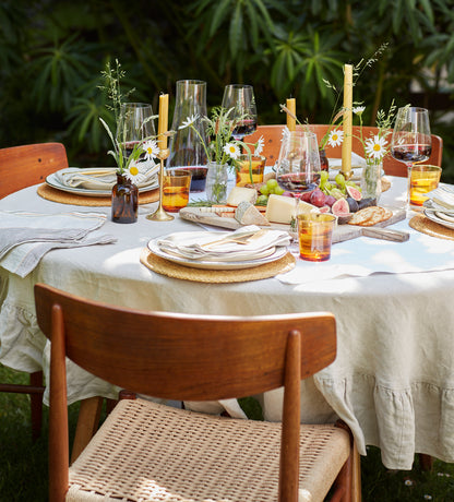 Natural 100% Linen Frill Tablecloth