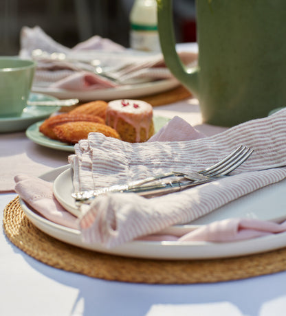 Vintage Rose Sid Stripe 100% Linen Napkins - Set of 4