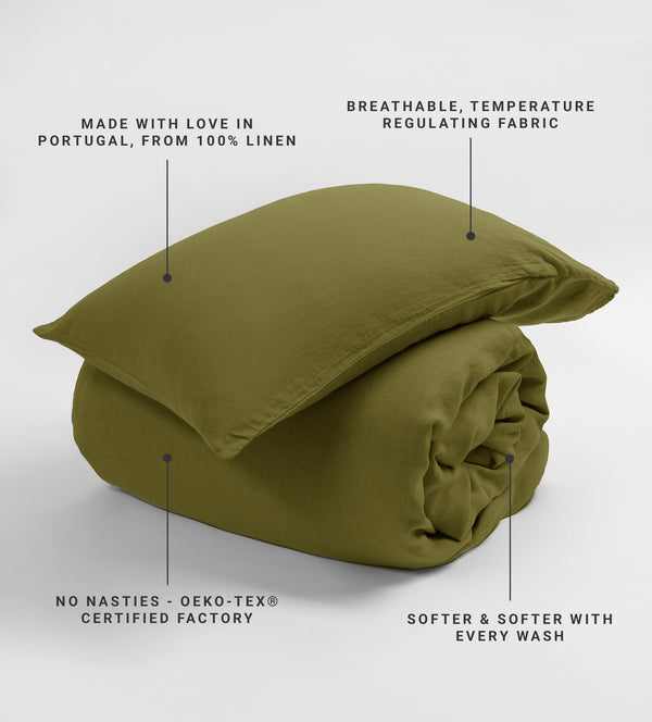 Moss Green 100% Linen Housewife Pillowcase