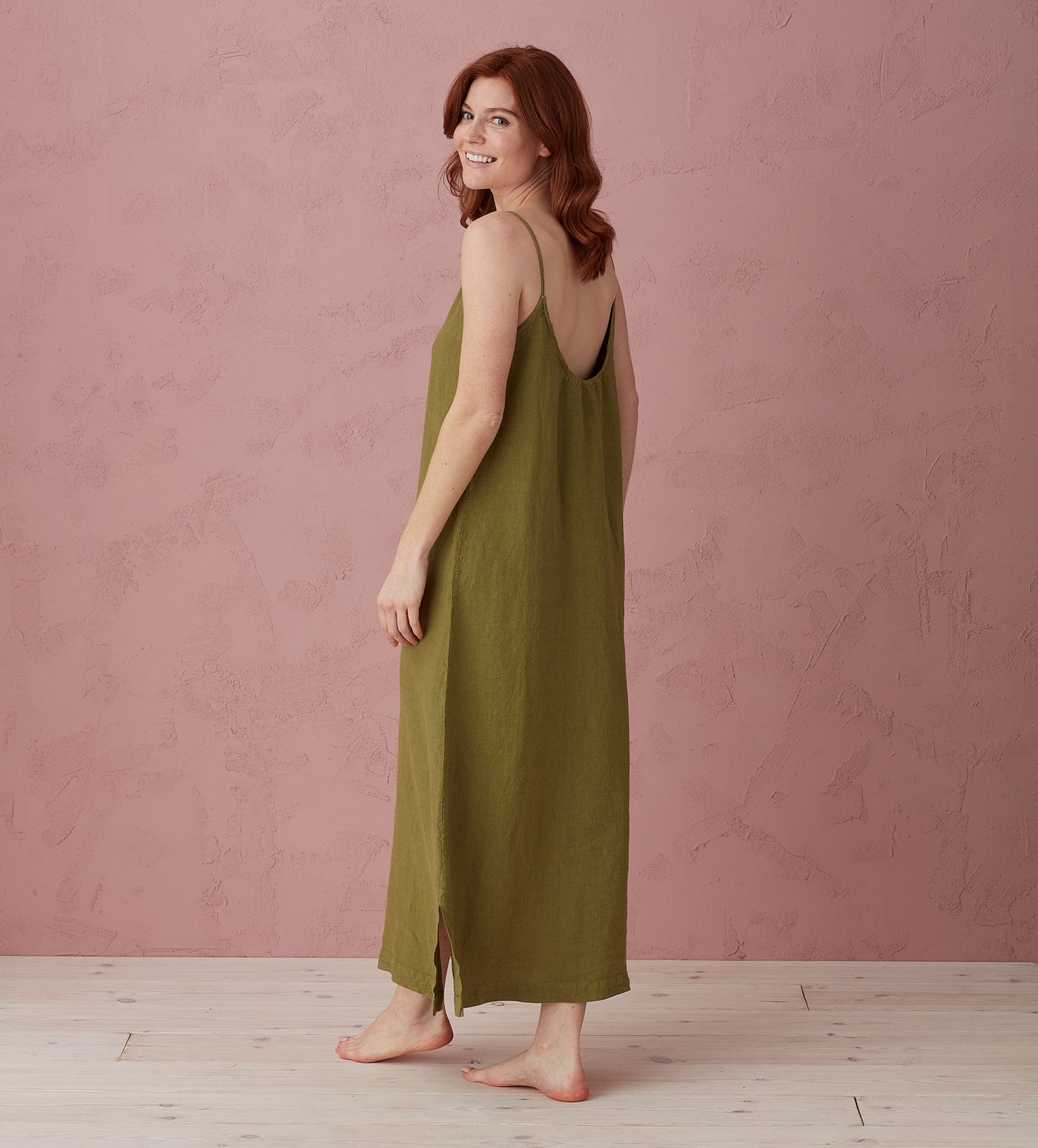 Moss Green 100% Linen Nightwear