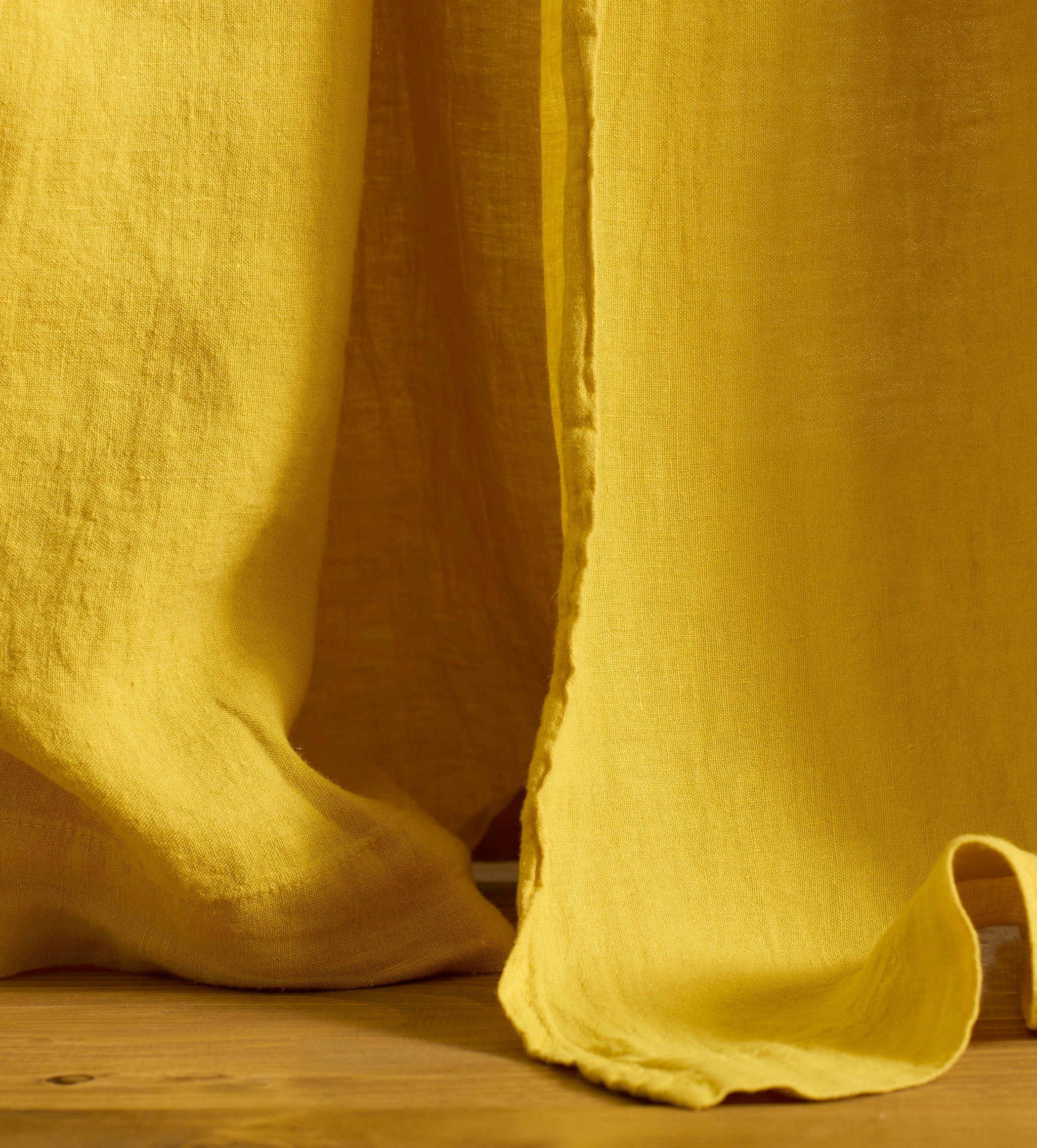 Mustard 100% Linen Loop Top Curtain (Single)