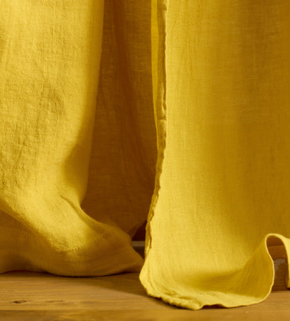 Mustard 100% Linen Loop Top Curtain (Single)