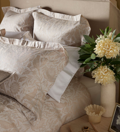 Natural Birdie Jacquard 100% Cotton Bed Linen
