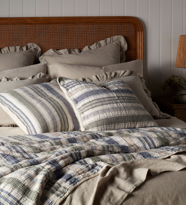 100% Linen Pillowcase With Ruffles - Natural Flax, Hypoallergenic, 20x36 Inch