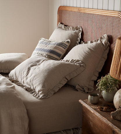 Natural 100% Linen Frill Pillowcase