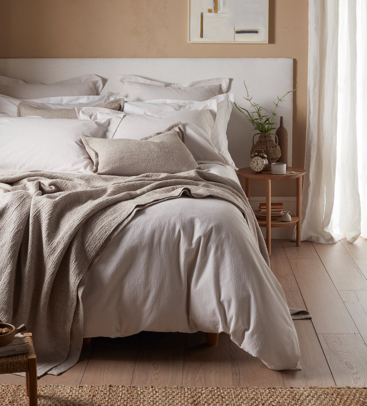 Natural Seersucker Stripe 100% Cotton Duvet Cover